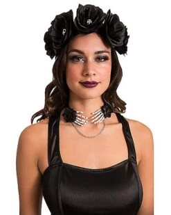 Black Rose Skull Headband