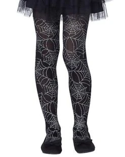 Metallic Silver Spider Web Tights