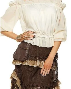 Ivory Off The Shoulder Shirt -Holiday Discount Store 01315563 c