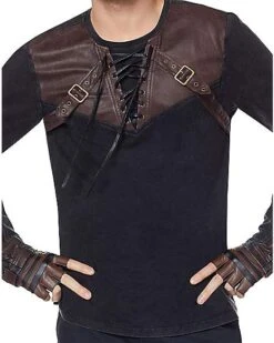 Lace Up Steampunk Shirt -Holiday Discount Store 01412295 c