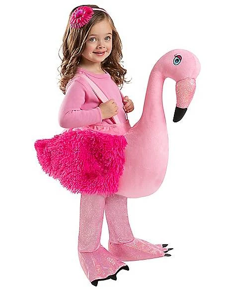 Toddler Faux Fur Flamingo Ride-Along Costume 1 Toddler Faux Fur Flamingo Ride-Along Costume