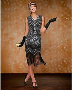 New Products 17 Adult Black Beaded Flapper Dress
