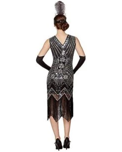 Adult Black Beaded Flapper Dress -Holiday Discount Store 01470350 c