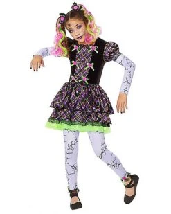 Kids Neon Broken Doll Costume