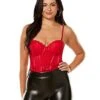 Red Pleather Lace Cup Bodysuit