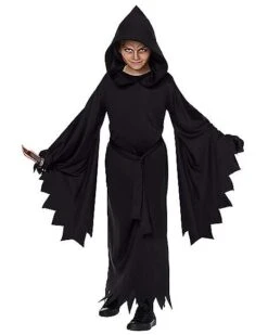 Kids Hooded Black Robe Costume