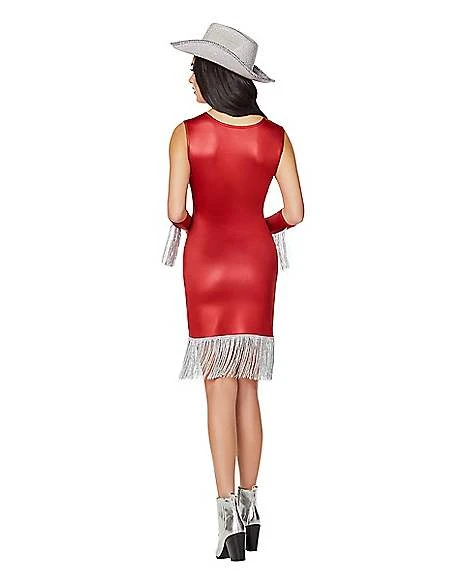 Adult Red Cowgirl Dress Costume 2 Adult Red Cowgirl Dress Costume - Image 2