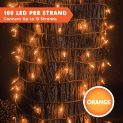 100-Count Orange LED Halloween String Lights 32.4ft -Holiday Discount Store 100 Count Orange LED 8 Modes Green Wire Light Set 42.9ft 4 600x600 1