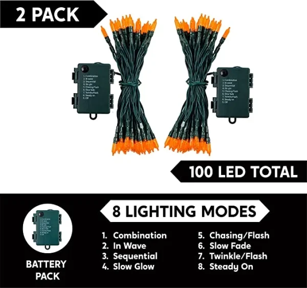 100-Count Orange LED Halloween String Lights 34.6ft 2 100-Count Orange LED Halloween String Lights 34.6ft - Image 2