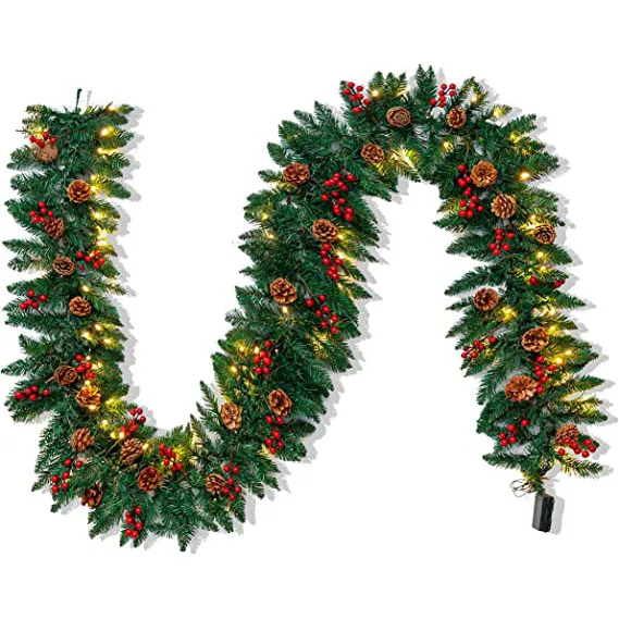100 LED Prelit Artificial Christmas Garland 9ft 1 100 LED Prelit Artificial Christmas Garland 9ft