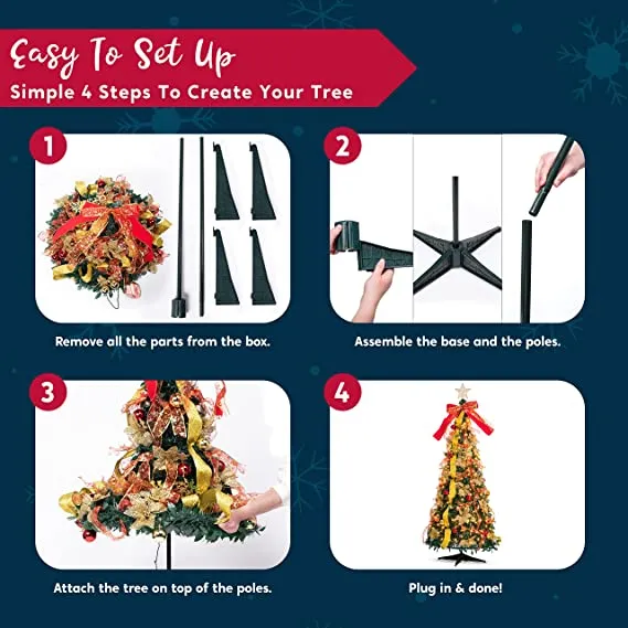 3.33ft 100 Lights Collapsible Christmas Tree Decorated 6 3.33ft 100 Lights Collapsible Christmas Tree Decorated - Image 6