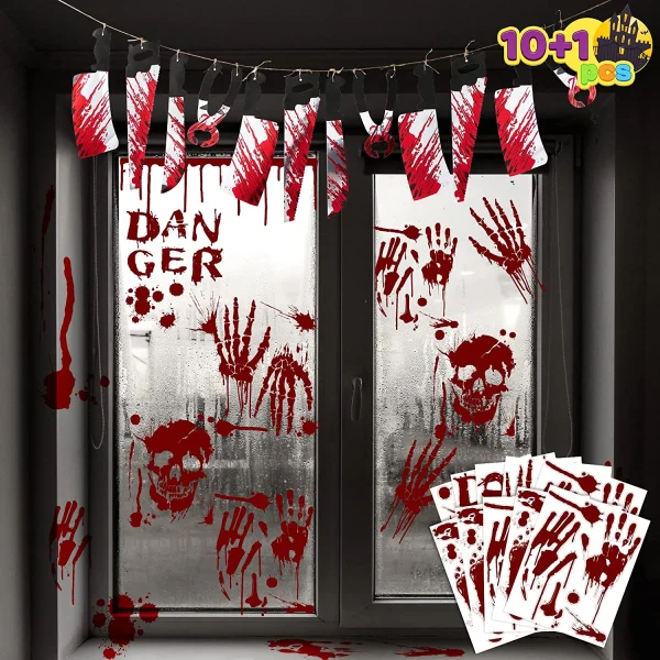 10Pcs Weapon Garland &Bloody Window Stickers 11*14 In 2 10Pcs Weapon Garland &Bloody Window Stickers 11*14 In - Image 2