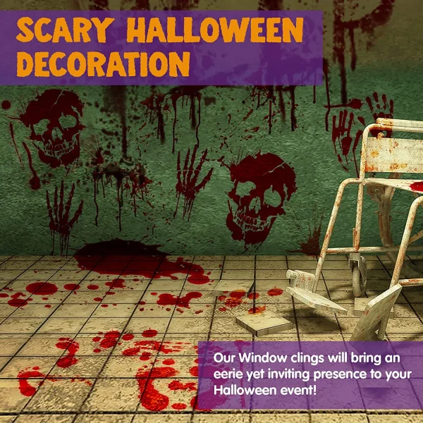 10Pcs Weapon Garland &Bloody Window Stickers 11*14 In 3 10Pcs Weapon Garland &Bloody Window Stickers 11*14 In - Image 3