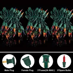 3x150 Multicolor Green Wire String Lights 116.1ft -Holiday Discount Store 116.1 FT 450 Count Christmas Multicolor Green Wire String Lights 3 result 600x600 1