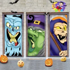 3Pcs Reaper, Monster, Witch Door Cover 30in X 72in
