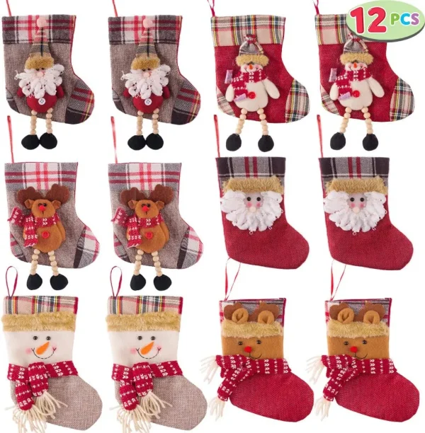 12pcs 3D Mini Christmas Stockings Set 2 12pcs 3D Mini Christmas Stockings Set - Image 2