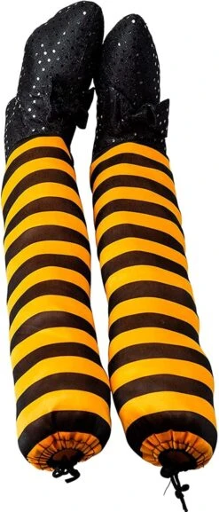 2Pcs Witch Legs With Stakes (Black And Orange) -Holiday Discount Store 12484 5 600x1402 1