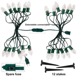 12pcs C9 Warm White Christmas Pathway Marker 15.75ft -Holiday Discount Store 12Packs Christmas Warm White C9 Pathway Marker 3 result 600x600 1
