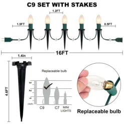 12pcs C9 Warm White Christmas Pathway Marker 15.75ft -Holiday Discount Store 12Packs Christmas Warm White C9 Pathway Marker 4 result 600x600 1