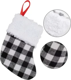 12pcs Buffalo Plaid Christmas Stockings Decoration 5in -Holiday Discount Store 12Pcs White Black Buffalo Plaid Christmas Stockings 5in 7 result 600x675 1