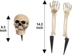 3Pcs Lighted Skull And Skeleton Arms Stakes (Warm Light) -Holiday Discount Store 13482 2 600x455 1