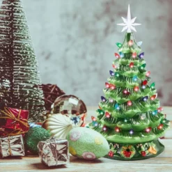 Ceramic Tabletop Christmas Tree 15in -Holiday Discount Store 15 Ceramic Christmas Tree with Decorations Green 3 result 600x600 1