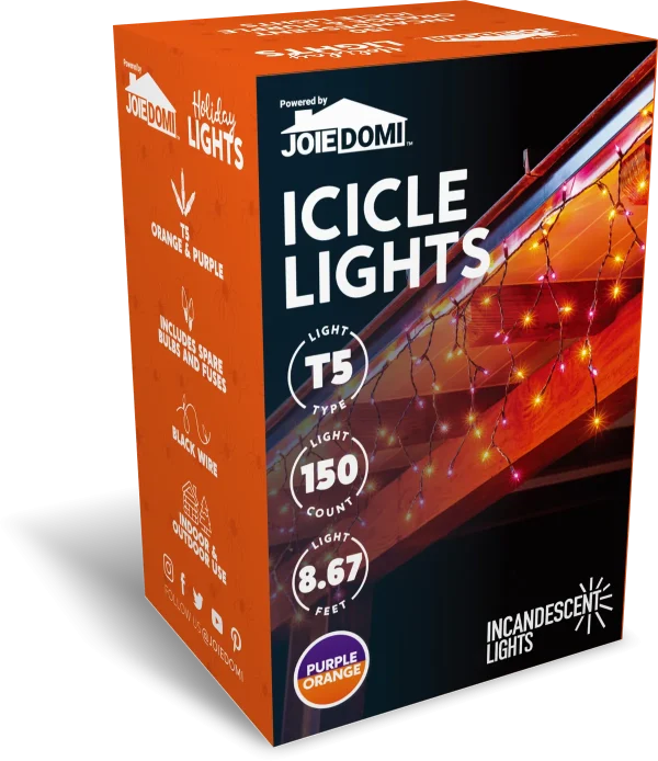 150 Incandescent Orange & Purple Icicle Lights 8.67ft 2 150 Incandescent Orange & Purple Icicle Lights 8.67ft - Image 2