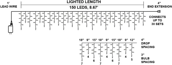 150 Incandescent Orange & Purple Icicle Lights 8.67ft 5 150 Incandescent Orange & Purple Icicle Lights 8.67ft - Image 5