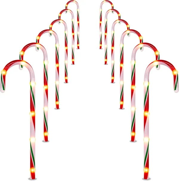 12pcs Green Pathway Markers Candy Cane Light Set 17in 2 12pcs Green Pathway Markers Candy Cane Light Set 17in - Image 2
