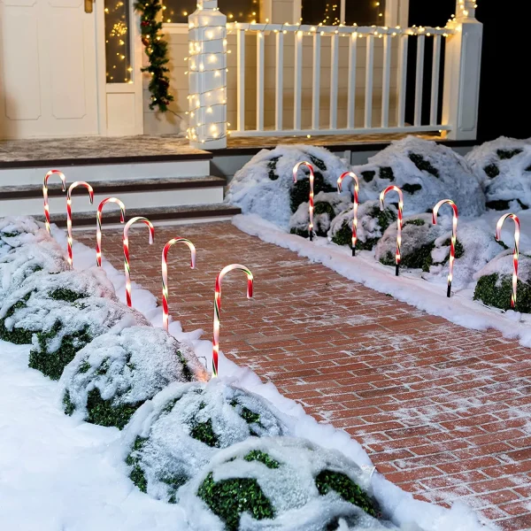 12pcs Green Pathway Markers Candy Cane Light Set 17in 4 12pcs Green Pathway Markers Candy Cane Light Set 17in - Image 4
