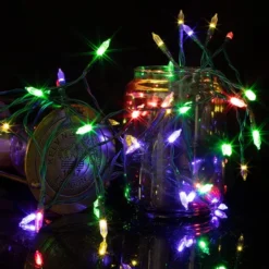 50 LED Multicolor Led Green Wire String Lights 17.3ft