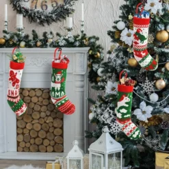 4pcs Christmas Knit Stocking Decorations 18in -Holiday Discount Store 18 Christmas Stockings 4 Packs 4 result 600x600 1