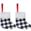 18pcs Black And White Plaid Christmas Stockings