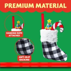 18pcs Black And White Plaid Christmas Stockings -Holiday Discount Store 18 PacksChristmas White Black Buffalo Plaid Stockings 5in 3 600x600 1