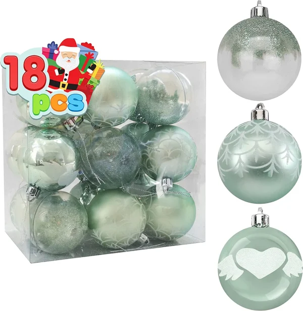 18pcs Shatterproof Teal Christmas Ornaments 2.36in 2 18pcs Shatterproof Teal Christmas Ornaments 2.36in - Image 2