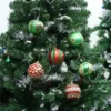 18pcs Red Green & Gold Glitter Ball Ornaments
