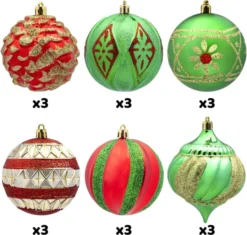 18pcs Red Green & Gold Glitter Ball Ornaments 7 18pcs Red Green & Gold Glitter Ball Ornaments -Holiday Discount Store 18Pcs Red Green amp Gold Glitter Ball 3.15in 3 result 1 600x570 1