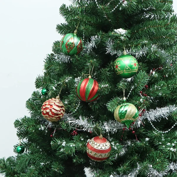 18pcs Red Green & Gold Glitter Ball Ornaments 5 18pcs Red Green & Gold Glitter Ball Ornaments - Image 5