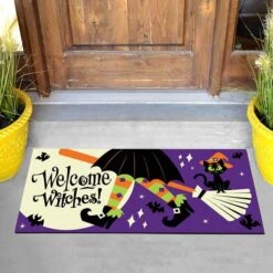 Witch Party With Moon Doormat 22in X 10in
