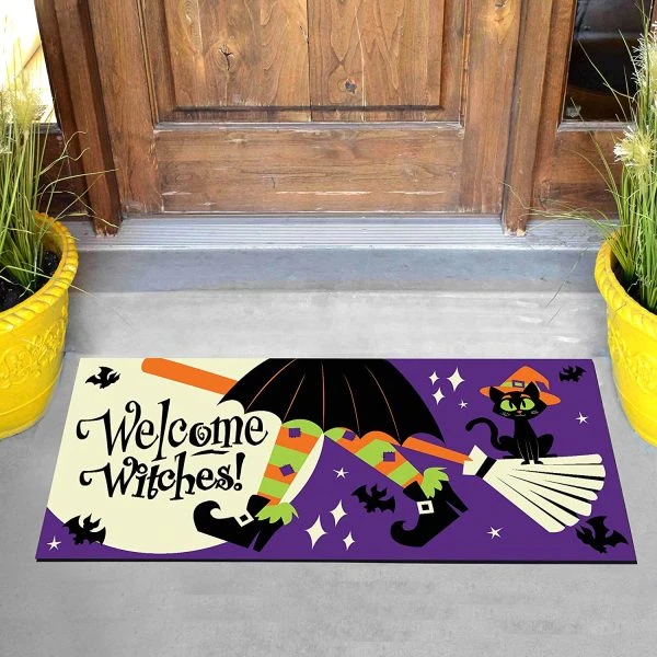 Witch Party With Moon Doormat 22in X 10in 1 Witch Party With Moon Doormat 22in X 10in
