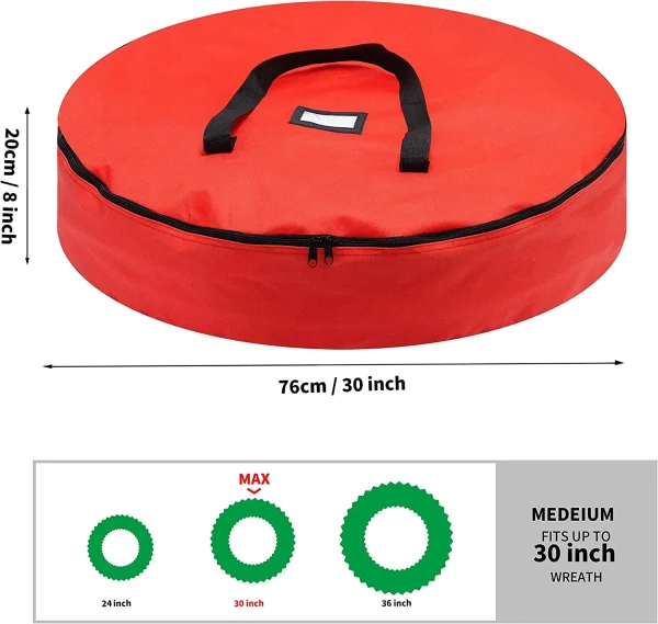 2pcs Red Christmas Wreath Storage Bags 30in 4 2pcs Red Christmas Wreath Storage Bags 30in - Image 4