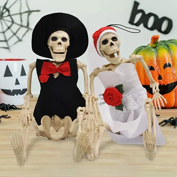 2Pcs Poseable Bride And Groom Full Body Skeleton 16in 3 2Pcs Poseable Bride And Groom Full Body Skeleton 16in - Image 3