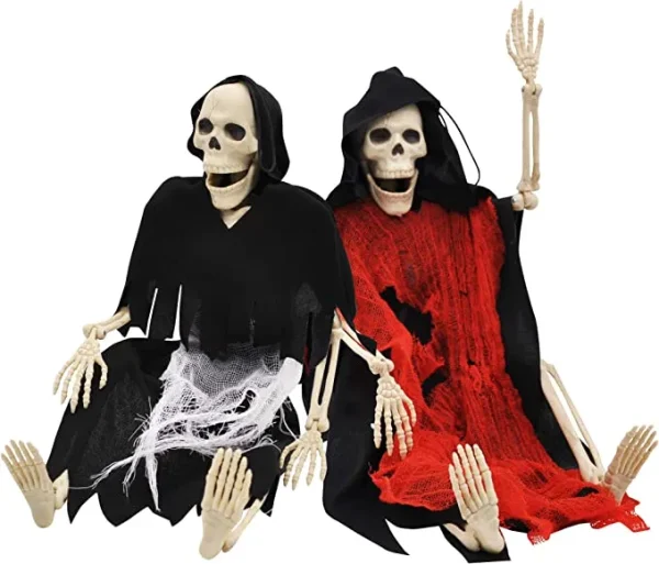 2pcs Halloween Skeleton Grim Reaper Decoration 16in 2 2pcs Halloween Skeleton Grim Reaper Decoration 16in - Image 2
