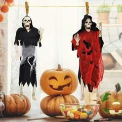 2pcs Halloween Skeleton Grim Reaper Decoration 16in