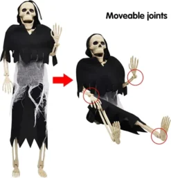 2pcs Halloween Skeleton Grim Reaper Decoration 16in 11 2pcs Halloween Skeleton Grim Reaper Decoration 16in -Holiday Discount Store 2 Pcs Poseable Grim Reaper Full Body Skeleton 7 600x621 1