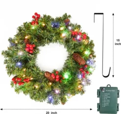 Christmas Holiday Wreath With Multicolored Lights 20in -Holiday Discount Store 20 Christmas Holiday Wreath with Multicolored Lights 3 result 600x568 1