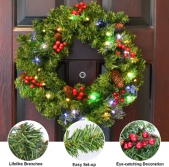 Christmas Holiday Wreath With Multicolored Lights 20in -Holiday Discount Store 20 Christmas Holiday Wreath with Multicolored Lights 5 result 600x596 1