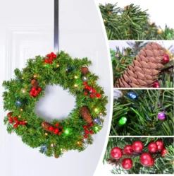 Christmas Holiday Wreath With Multicolored Lights 20in -Holiday Discount Store 20 Christmas Holiday Wreath with Multicolored Lights 6 result 600x605 1