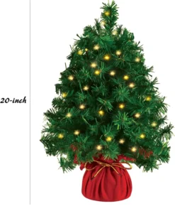 Prelit Mini Tabletop Christmas Tree 20in -Holiday Discount Store 20 Tabletop Mini Christmas Tree Prelit with 45 Clear LED Lights8 Light Modes 5 result 600x704 1
