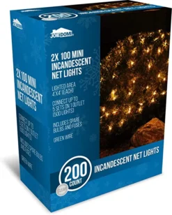 2x100 Warm White Christmas Net Lights 4x4ft -Holiday Discount Store 200 Incandescent Warm White Christmas Net Lights 5